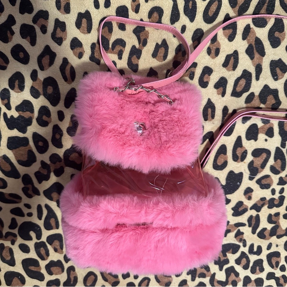 Dolls kill Pink Faux Fur Mini Backpack